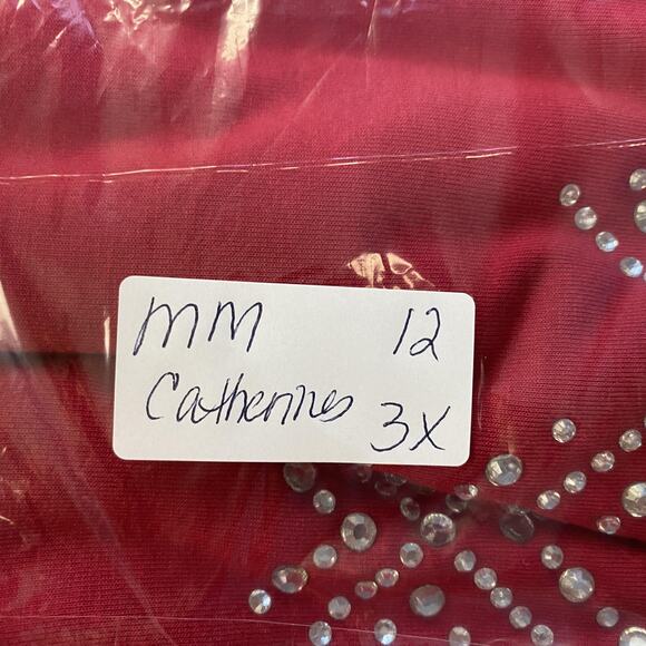 Catherines Top 3X Red Rhinestone Embellished V Neck Dolman Slinky Knit Glam - Picture 13 of 13